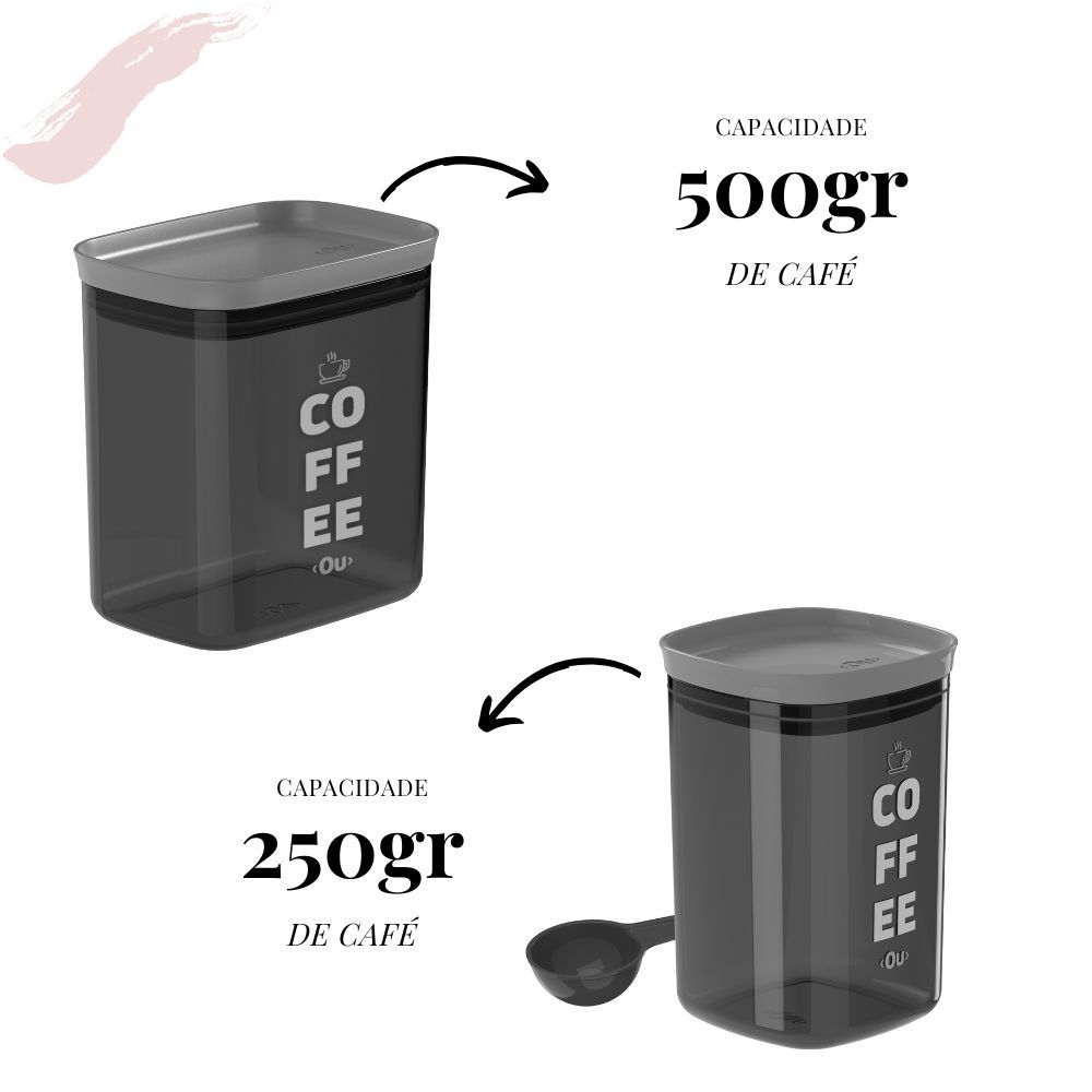 Pote Hermético para Guardar Café  My Coffee 500 gr ou 250 gr de capacidade Marca Ou