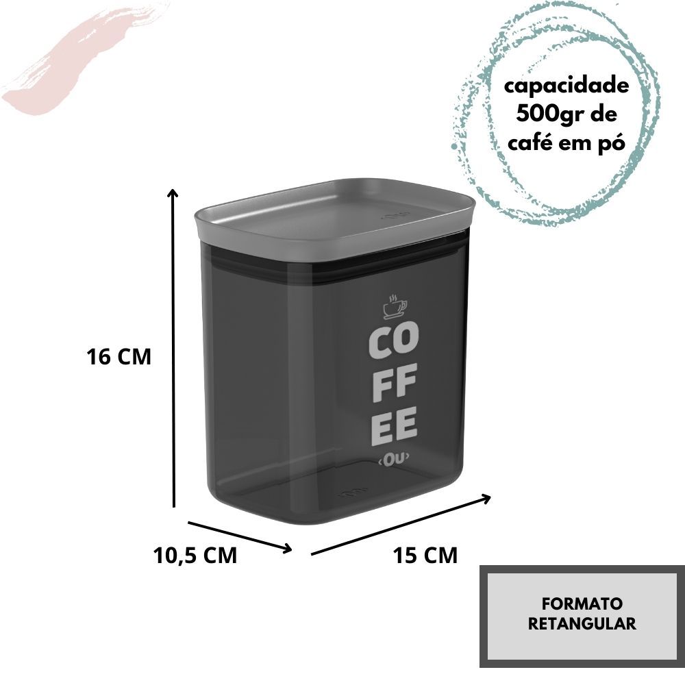 Pote Hermético para Guardar Café  My Coffee 500 gr ou 250 gr de capacidade Marca Ou