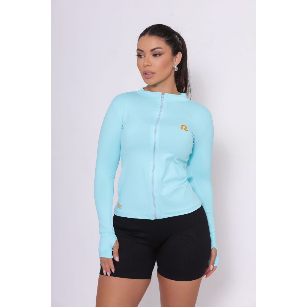 CAMISETA BLUSA TERMICA FEMININA -  FPU-50+ MANGA LONGA Tecido Gelado Macio Proteção UV Solar Zíper em Oferta na Shopee