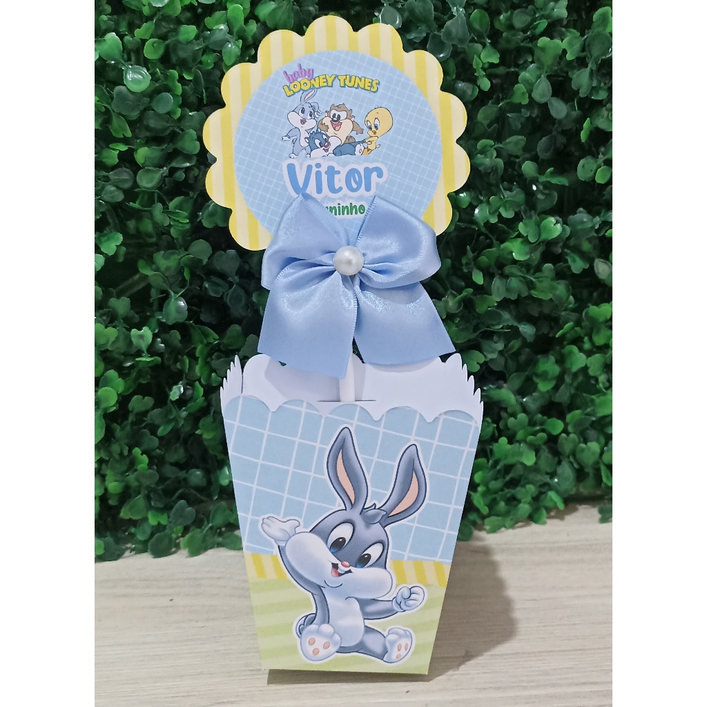Kit Centro de mesa Cachepot Personalizado  Looney Tunes Baby  Festa-Lembrancinhas-Aniversario-Cha de bebe