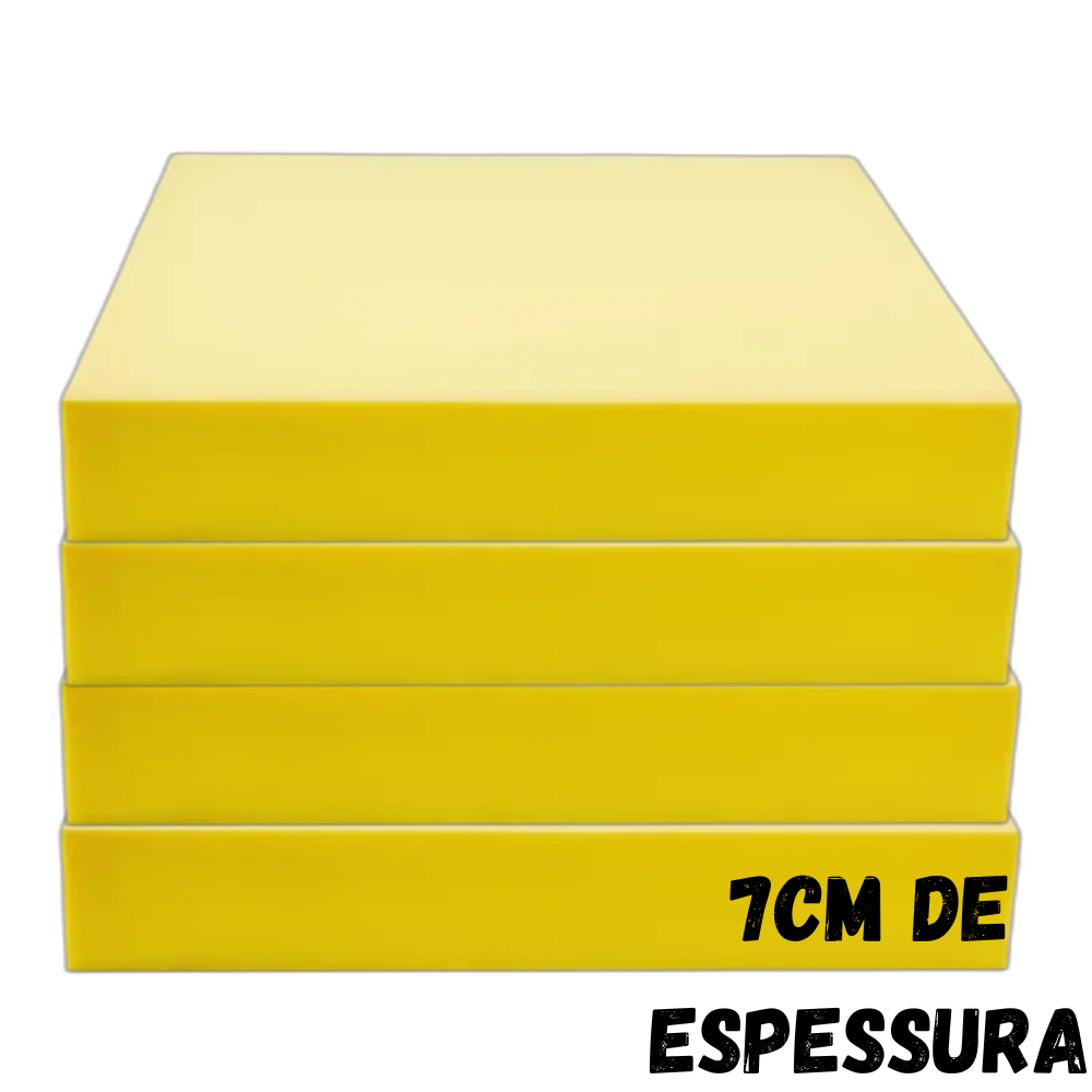 Kit 4 Almofadas Sob Medida 60cm x 60cm Espuma D33 Amarela 7cm espessura Cadeira sofá Pallet grossa