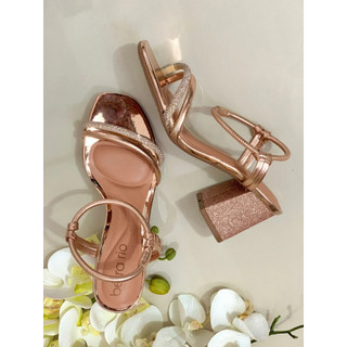 Sandália Feminina Beira Rio Salto Medio Bloco Elastico Tiras com Glitter 8436.213