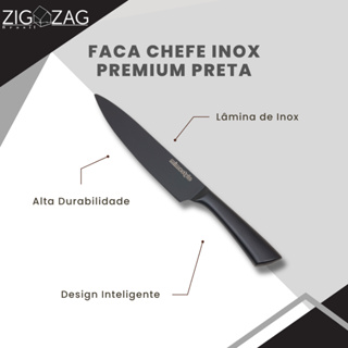 Faca de Chef Premium em Inox, Preta | Lâmina Afiada, Faca para Legumes em Oferta na Shopee