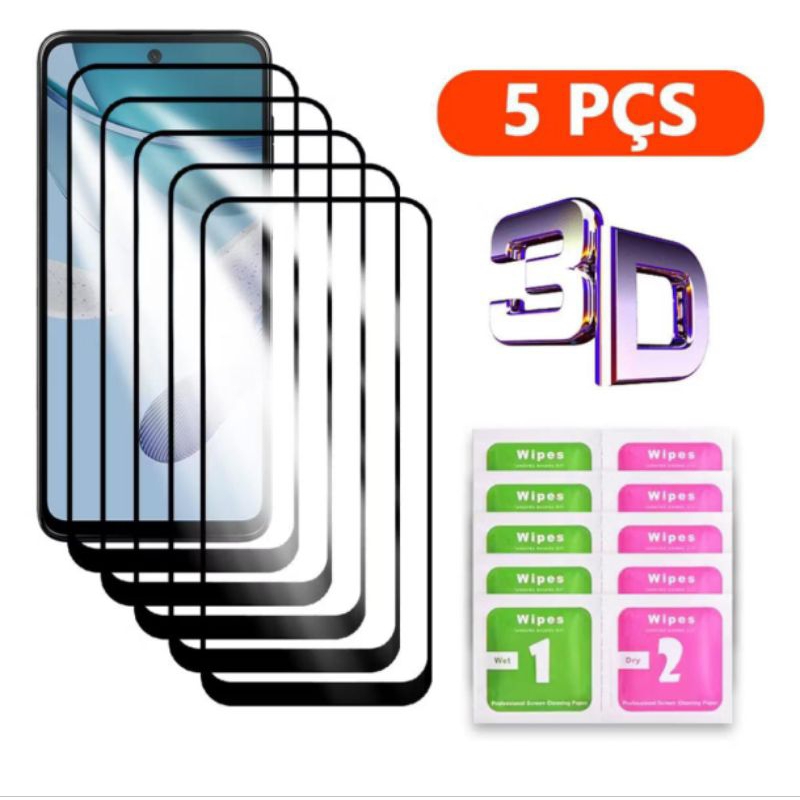 Kit 5 Películas Vidro Temperado 3D 9H Para Samsung A01 A11 A21 A31 A51 A71 A30 A50 A20