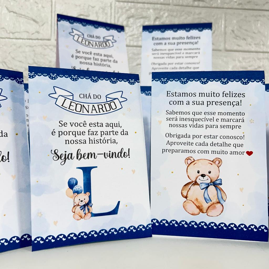 Centro de mesa agradecimento personalizado enfeite plaquinha chá de bebe fraldas menino ursinho urso azul marinho escuro