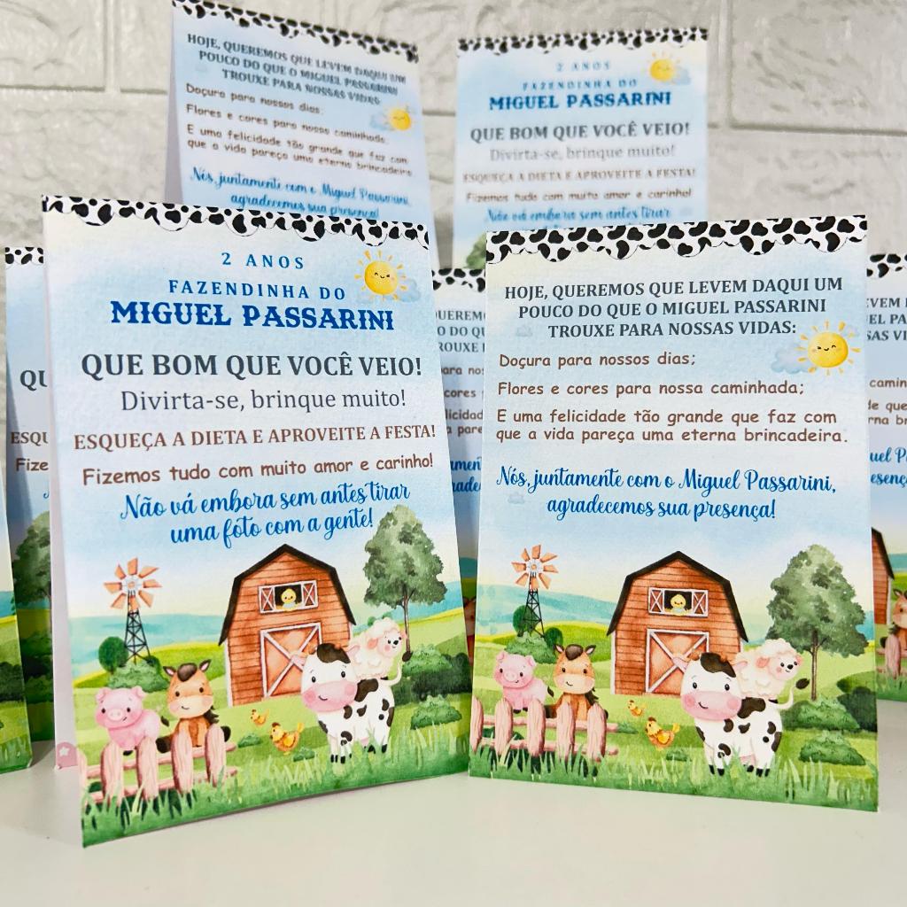 Centro de mesa agradecimento personalizado enfeite decoração fazendinha celeiro marrom aniversário menino festa infantil