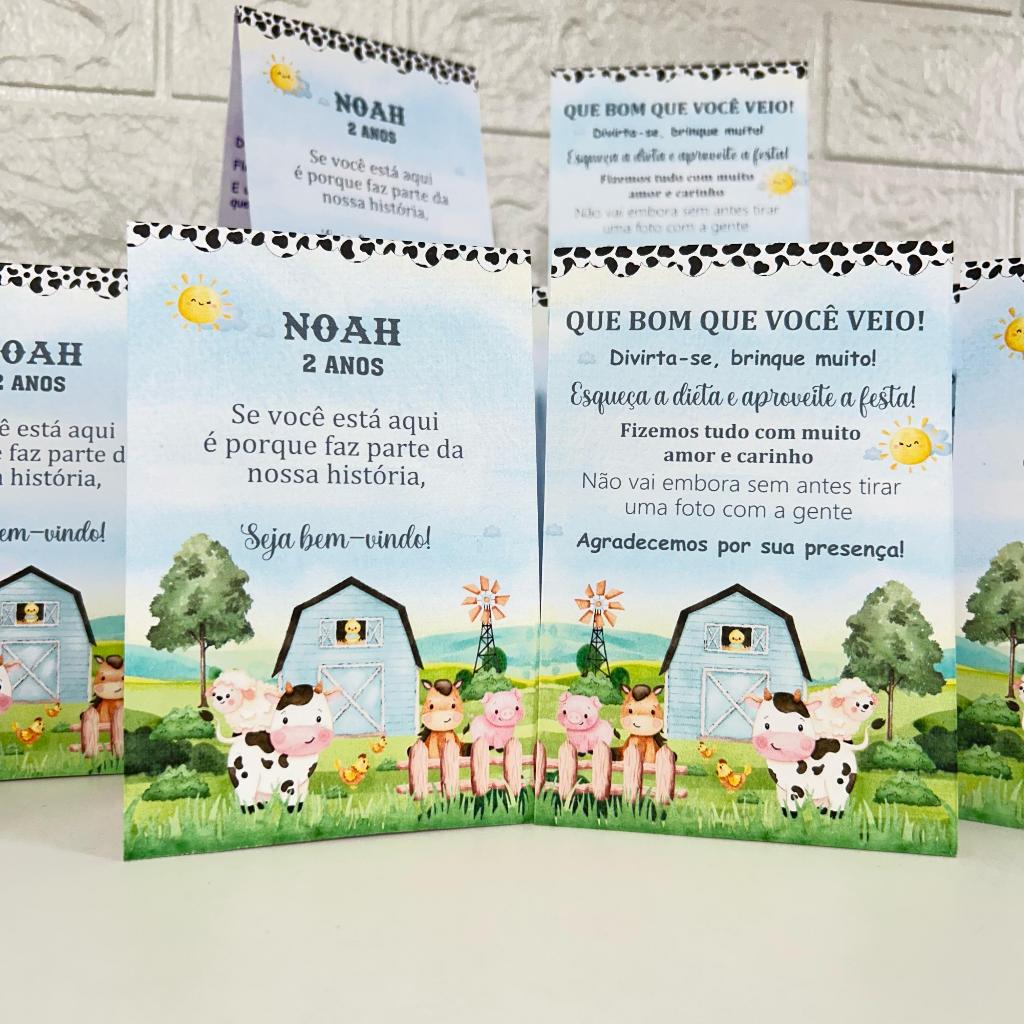 Centro de mesa agradecimento personalizado enfeite decoração plaquinha aniversário fazendinha celeiro azul festa menino