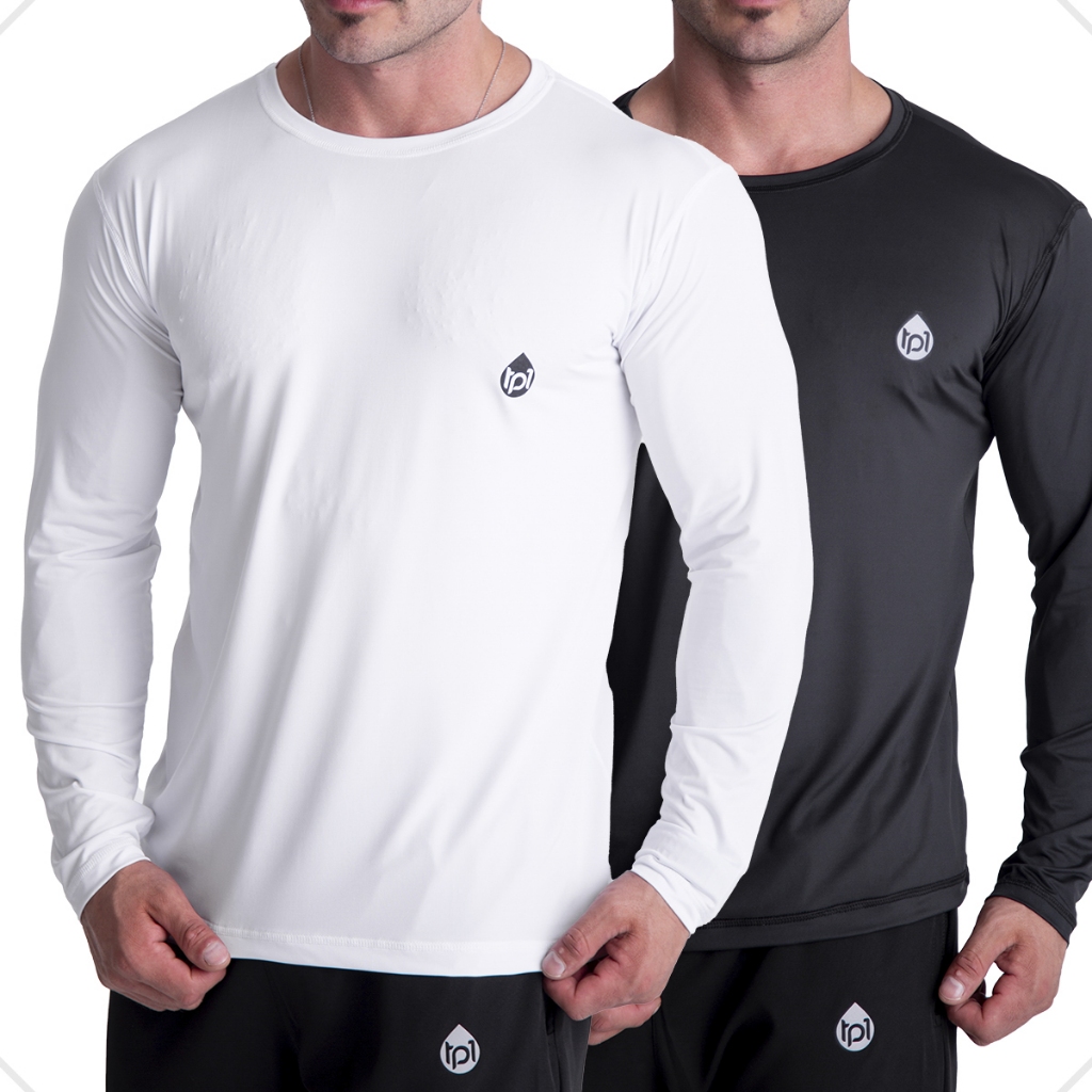 Kit 2 Camisa Segunda Pele Manga Longa Masculina de Academia Esportiva Treinos Suplex