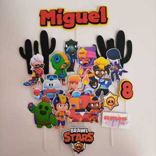 Topo de Bolo Brawls Stars Mesversario Festa Personalizado 3D Alto Relevo Todos Os Temas em Oferta na Shopee