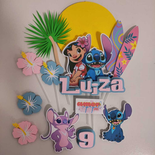 Topo de Bolo Stitch e Lilo Personalizado com Nome e Idade – Papel Matte – Festa Infantil - Merversario em Oferta na Shopee