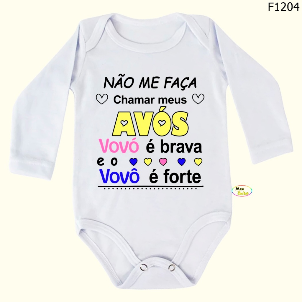 Body Bebê Frases Não Me Faça Chamar Meus Avós, Vovó é brava e o Vovô é Forte SF1204 — imagem 2 de 2