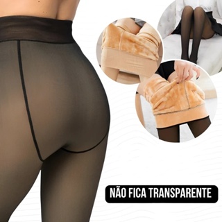 Meia-Calça Térmica Translúcida, Forrada com Pelúcia, de Lã Grossa, Super Elástica e com Pé. P/M/G/GG/GGG em Oferta na Shopee