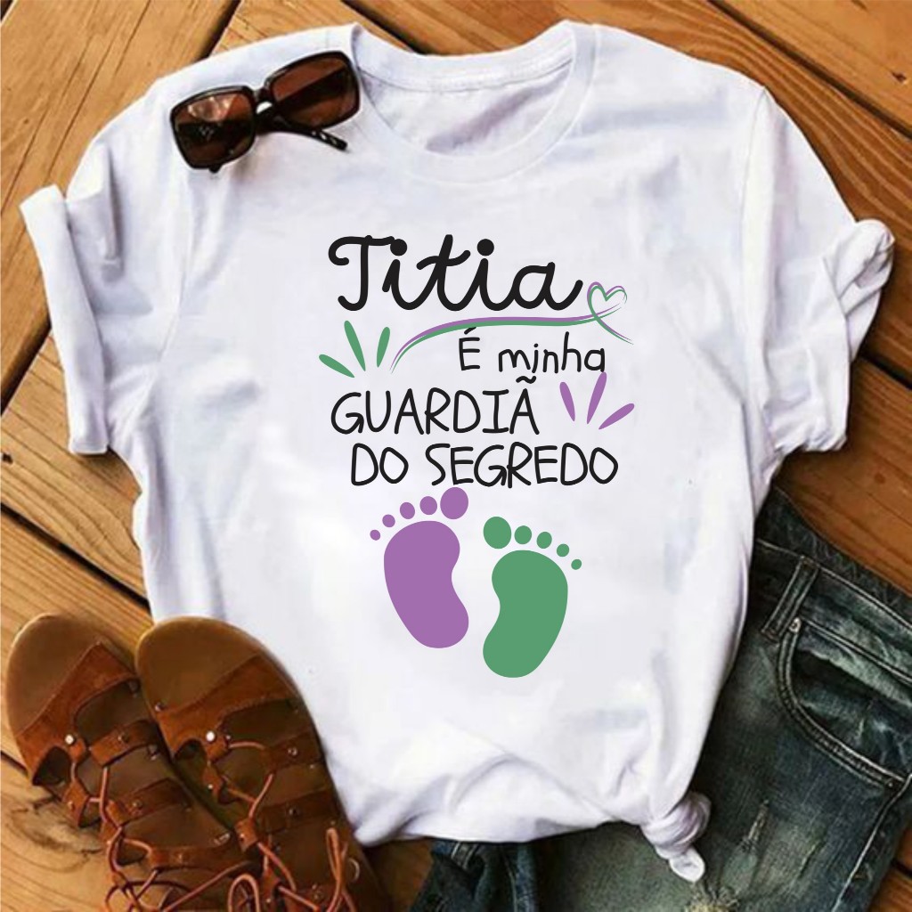 Camiseta chá revelação guardião/guardiã/Prima/titio/vovó/titia do segredo