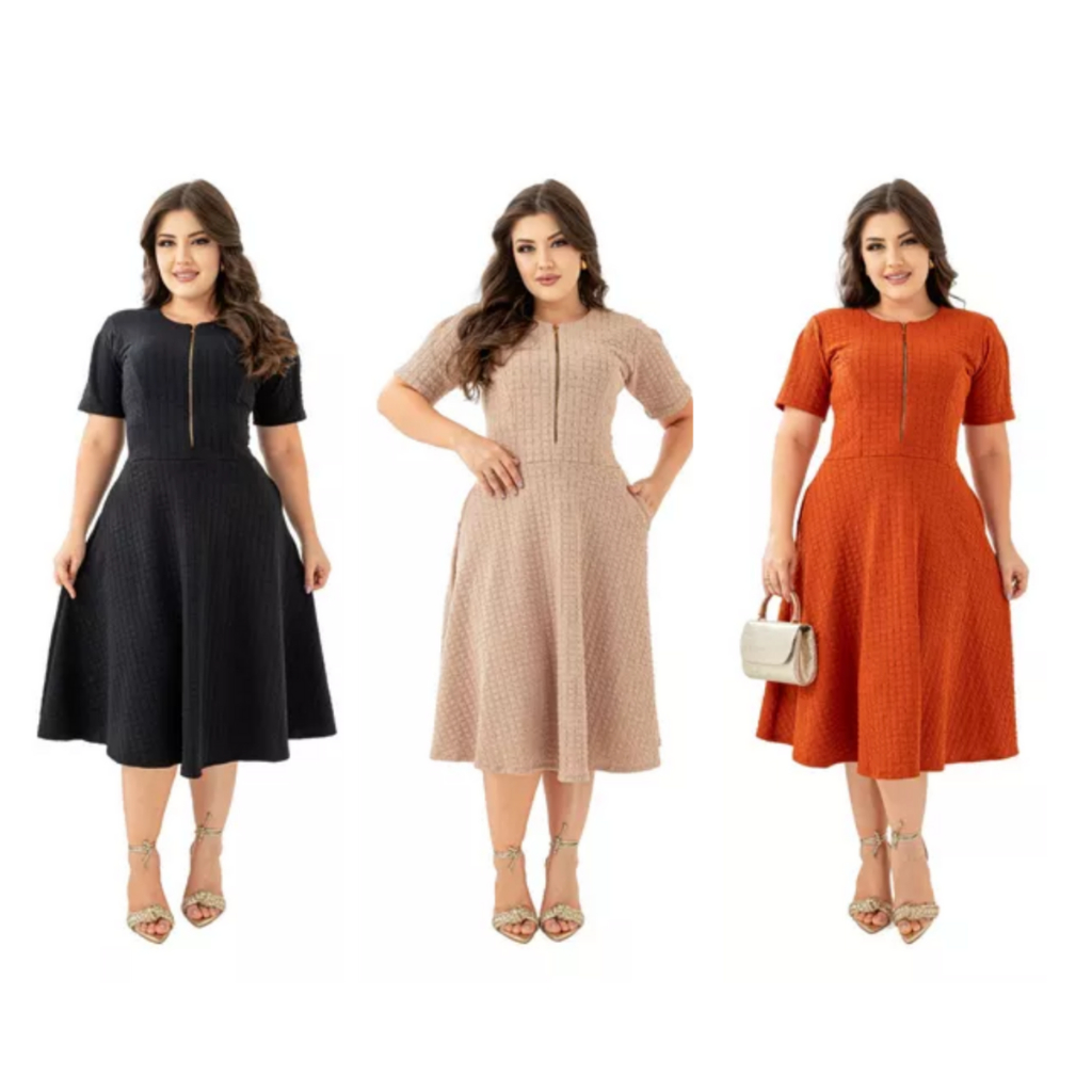 Vestido Feminino Taina Evangélico Com Zíper Elastano Elegante Tendência Moda Crista Festas Eventos