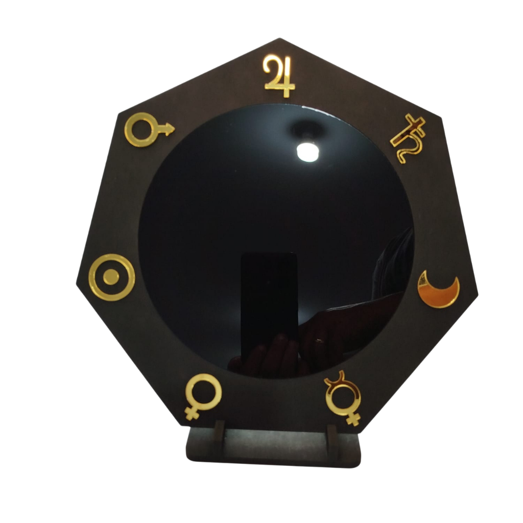 Espelho Negro Golden Dawn 7 Planetários John Dee Enochiano acrílico negro enoquiano alta magia ritual quadrados magikos