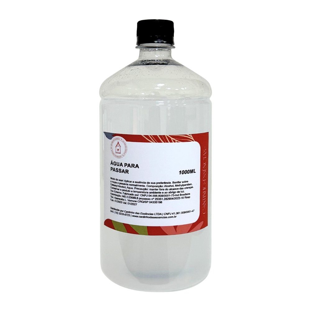 Base água de Passar 1 litro. Para borrifar perfume nas roupas.