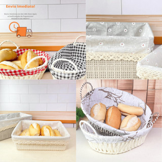 Cesto de Pão Tecido Removível Decorativo com Alça Lateral Café da Manhã Mesa Posta Casa Cozinha em Oferta na Shopee