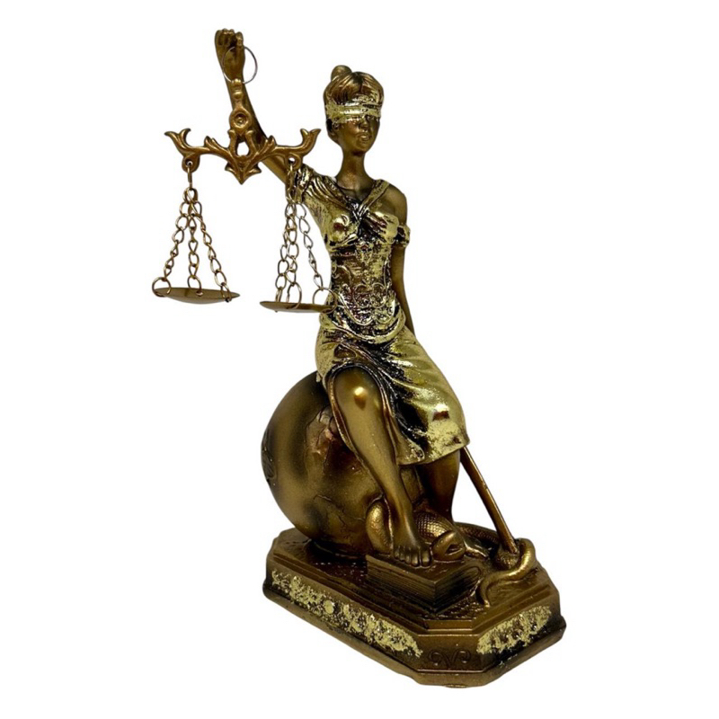 Estatueta Decorativa Dama da Justiça Sentada Deusa Thêmis Presente Formatura Direito Advogado