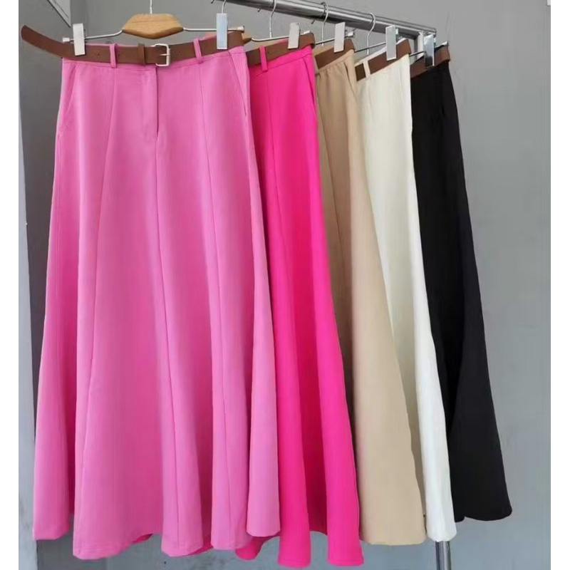 SAIA RODADA LONGA FEMININA ALFAIATARIA MODA EVANGÉLICA CASUAL BÁSICA INVERNO CINTURA ALTA ELEGANTE TENDÊNCIA em Oferta na Shopee