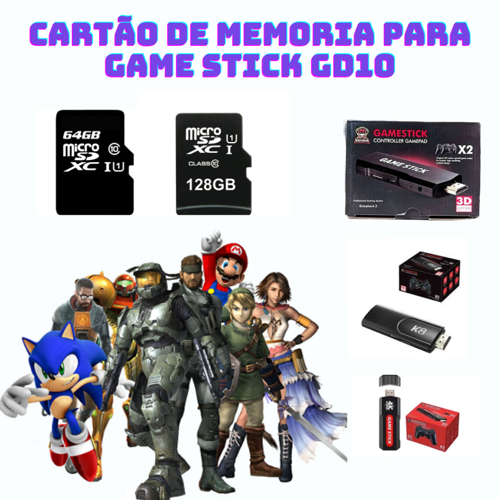 Cartão de memoria MicroSD para game stick GD10 Gorila - K8 - Vayava 128GB