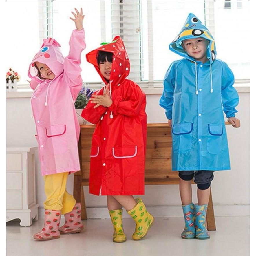 Capa De Chuva para Criança Infantil Desenho Capuz Impermeável Menino Menina