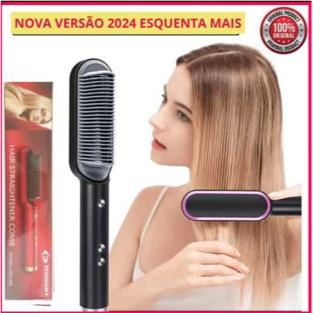 Escova Alisadora Bivolt 5 em 1 Alisa, Hidrata, Modela, Alinha e Anti-Frizz