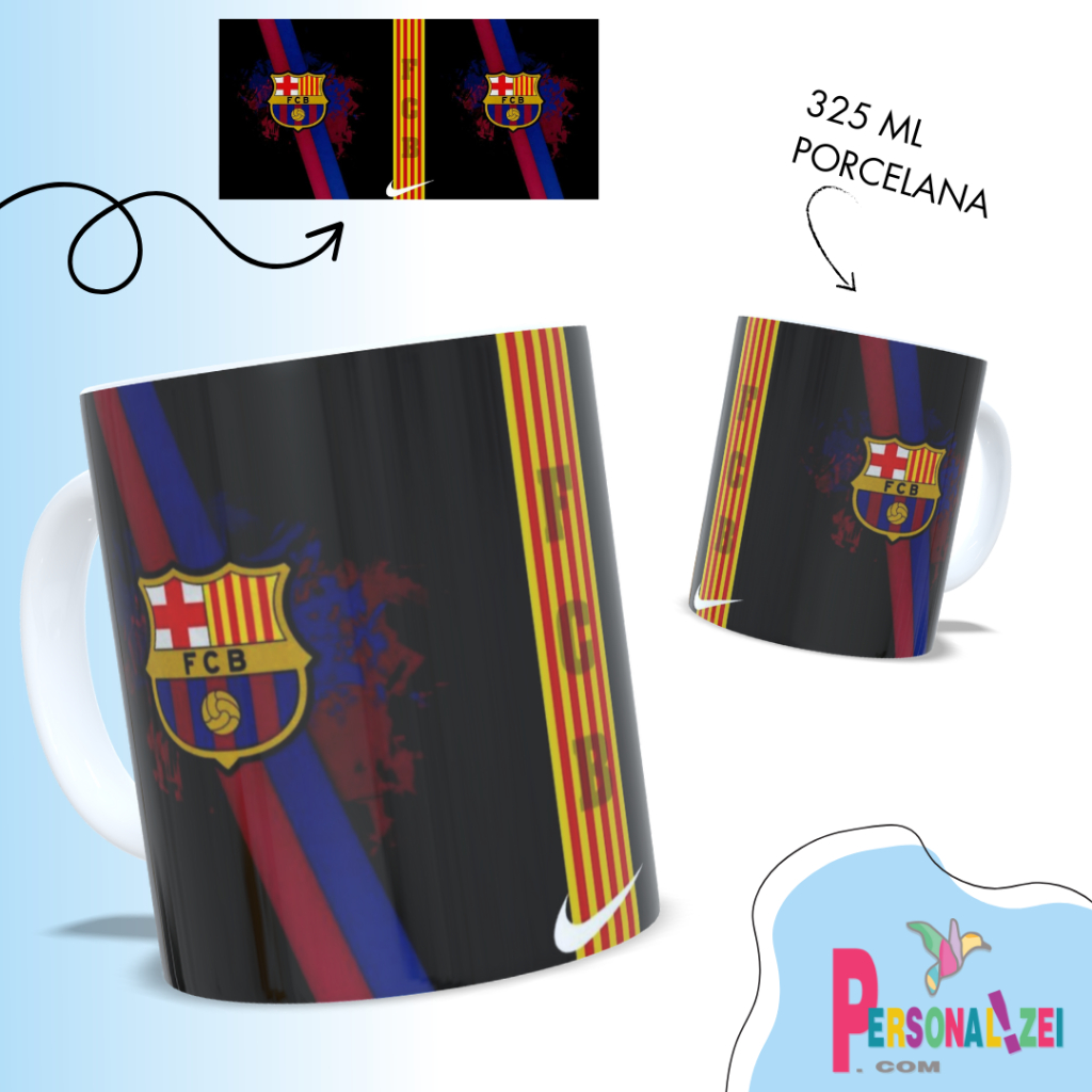 Caneca Personalizada Barcelona Porcelana Coloque Seu Nome Caneca Time Futebol Xícara Personalizada