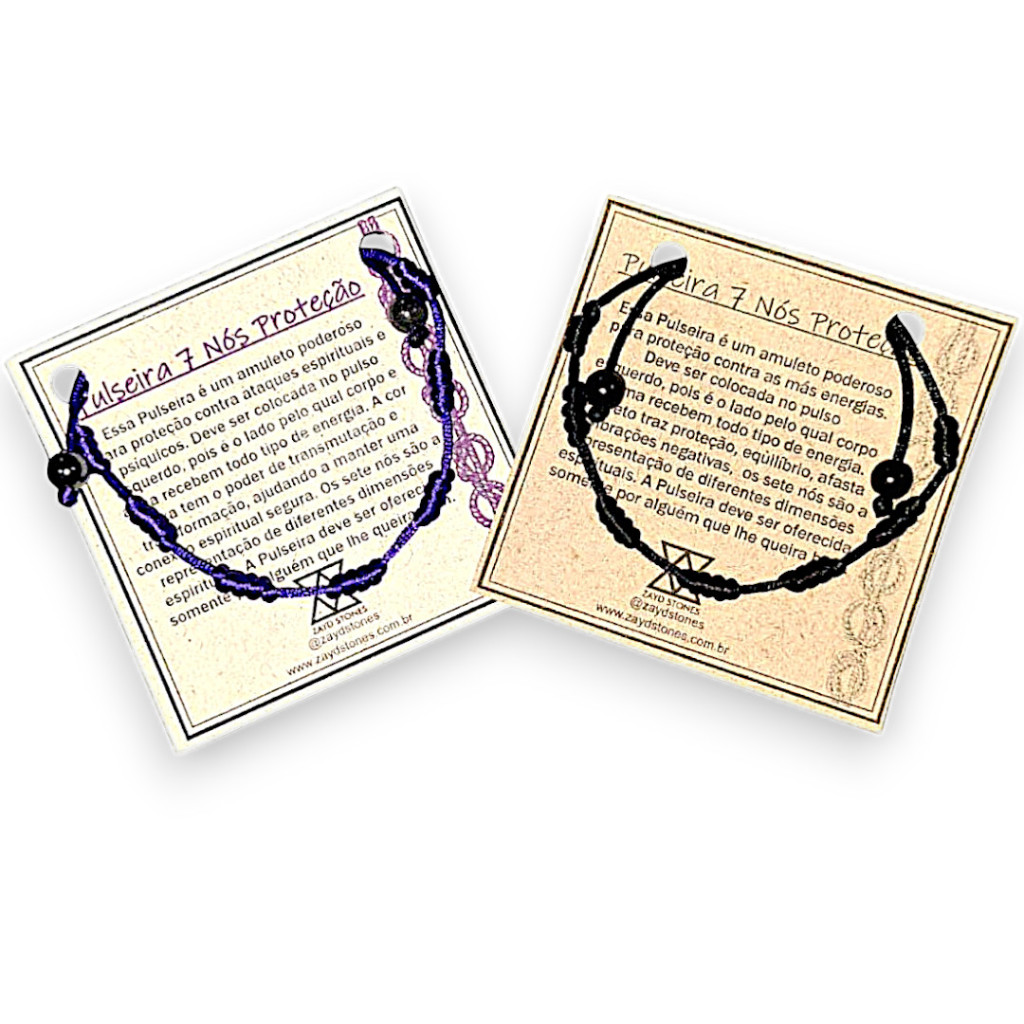 Kit 2 Pulseiras Kabbalah CABALA Sete nós Roxa Transmutação e Preta Proteção com Hematita - AJUSTÁVEL ORIGINAL