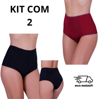 Kit Calcinha Cós Alto Cinta Modeladora Reduz Medidas Pós Parto em Oferta na Shopee