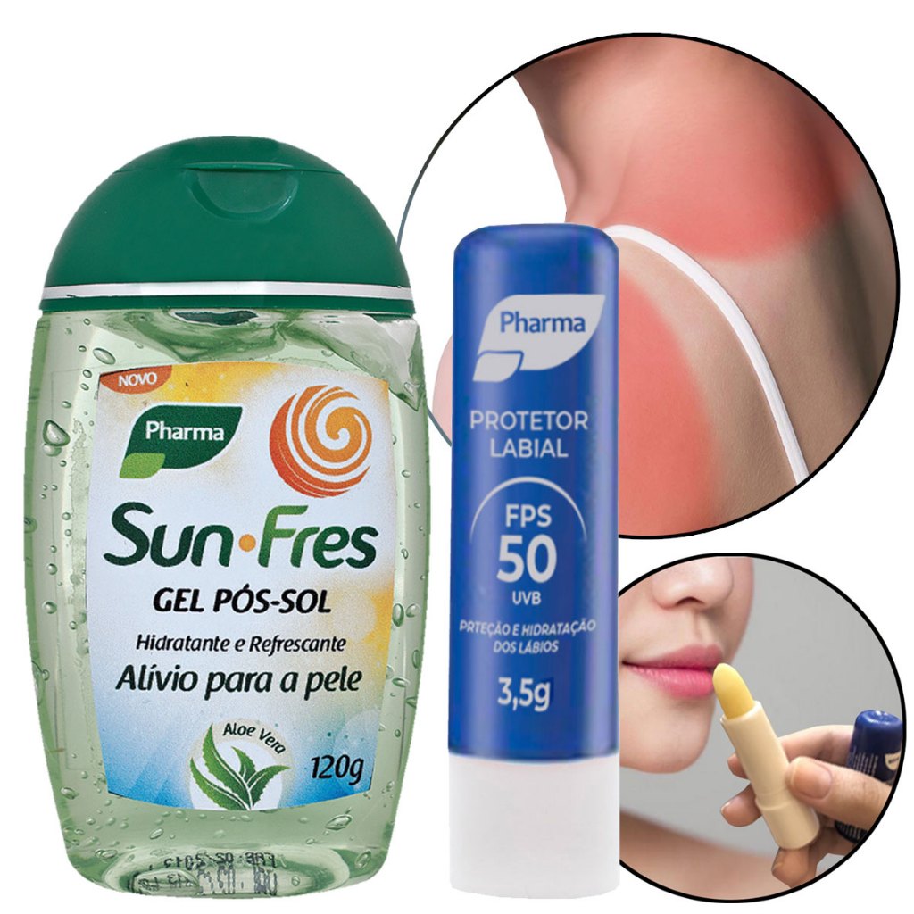 Protetor Solar Labial Fps50 E Pós Sol Alívio Rápido Sun Fres