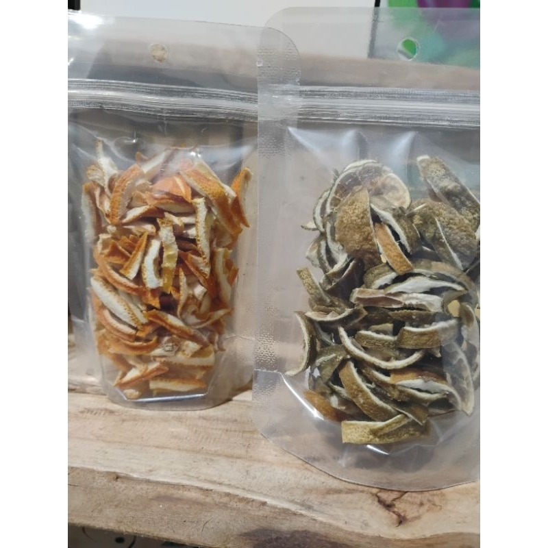Casca de limão e laranja desidratada