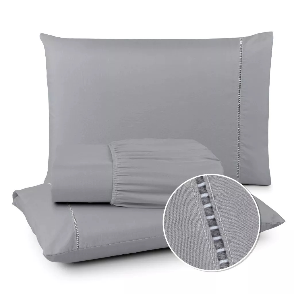 Jogo De Lençol Cama Casal Padrão 3 Peças Micropercal 400 Fios Ponto Palito Toque Aveludado