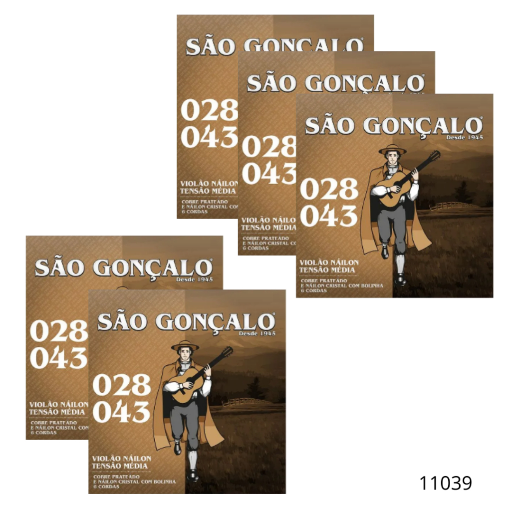 Kits Encordoamento para Violão 028 Nylon Cristal com Bolinha Cordas 028 043 São Gonçalo Tensão Média em Oferta na Shopee