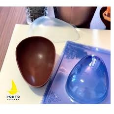 KIT FORMA OVO DE PÁSCOA 3 PARTES (2 RÍGIDAS + 1 SILICONE) PORTO FORMAS / BWB 150/250G/350G/500G/750G/1KG em Oferta na Shopee