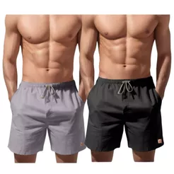 Kit 2 Bermudas Shorts de Linho Masculino Mauricinho Moda Luxo Verão Casual Social Barato