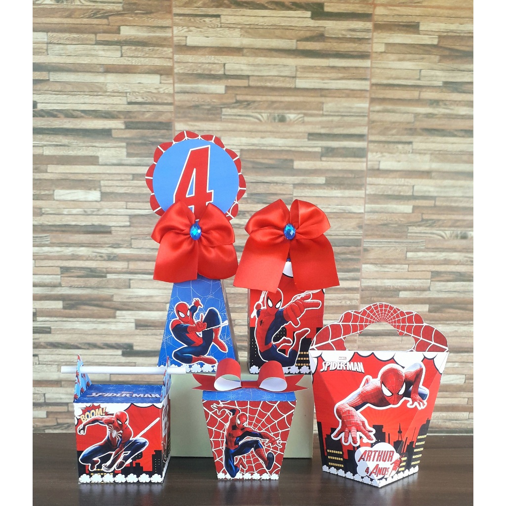 Kit Básico Papelaria Personalizada Lembrancinhas festa infantil aniversario Homem Aranha