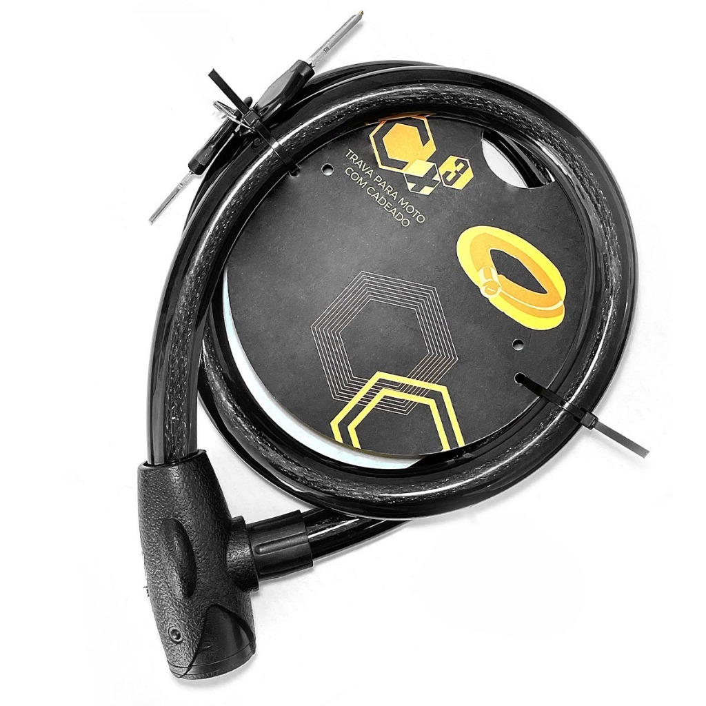 Trava Cabo De Aço Cadeado Segurança Bike Moto Com Chave Espiral Anti-Roubo 22 MM X 1200 MM em Oferta na Shopee