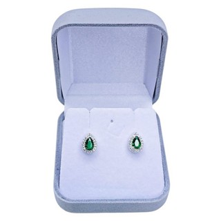 BRINCO GOTA  EM PRATA 925  - PEDRA ZIRCÔNIA VERDE