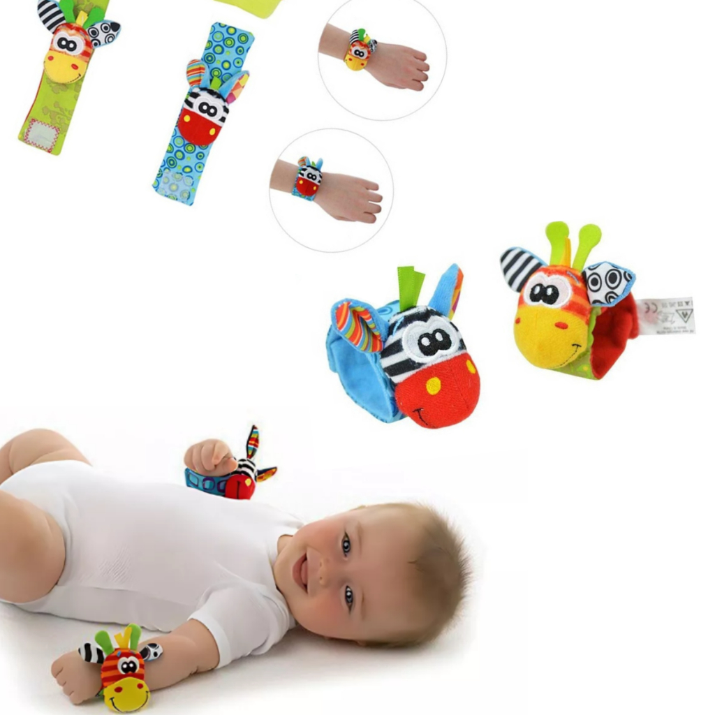 Kit Pulseira Chocalho Pulseira Animal Bebê Chocalhos Infantil De Pelúcia Alça De Pulso Envio Full