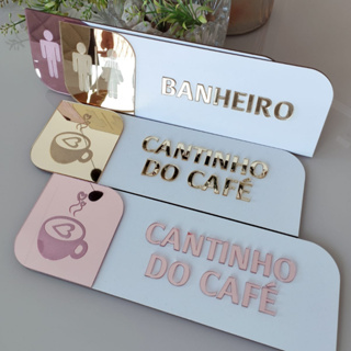 Placa Sinalização de Porta Salas Setores Banheiro MDF com Acrilico espelhado Personalizada Linda Banheiro Logo em Oferta na Shopee