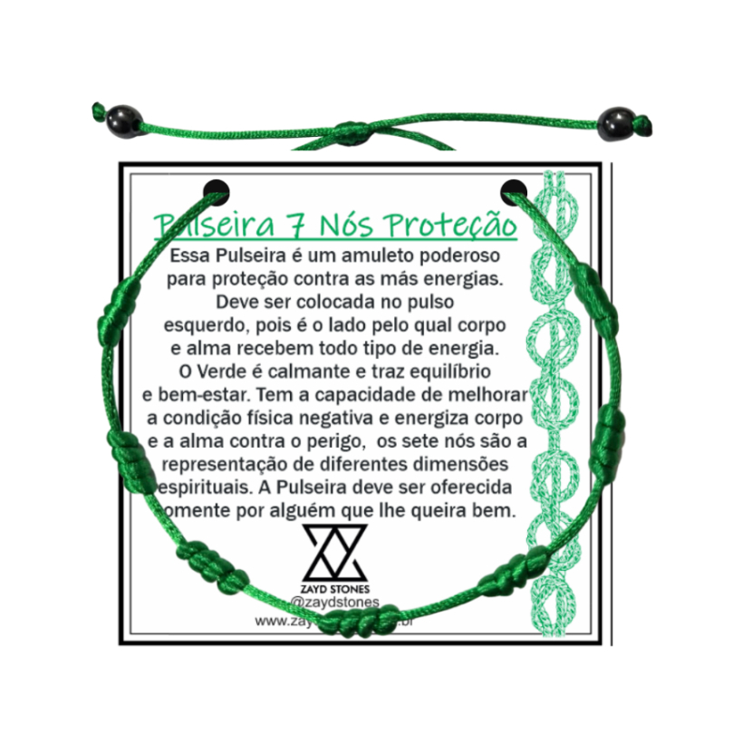 Pulseira 7 Sete Nós Verde Kaballah CABALA Saúde E Proteção Hematita ORIGINAL - AJUSTÁVEL
