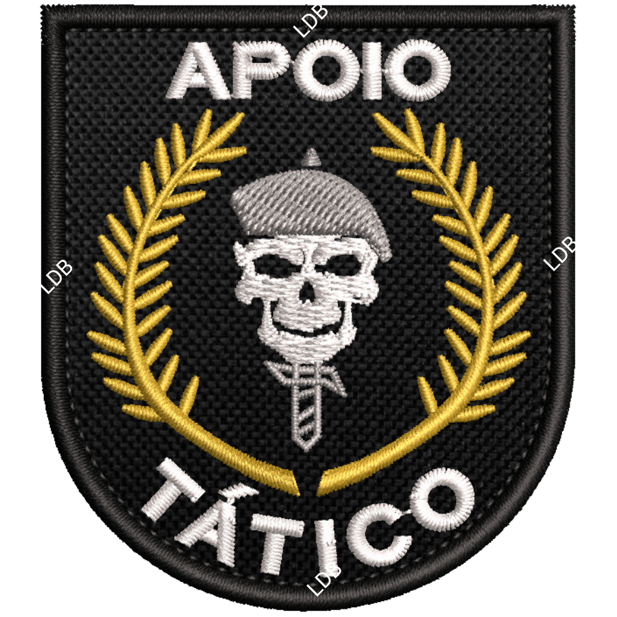 Patch Bordado Apoio Tático caveira boina 7x6cm