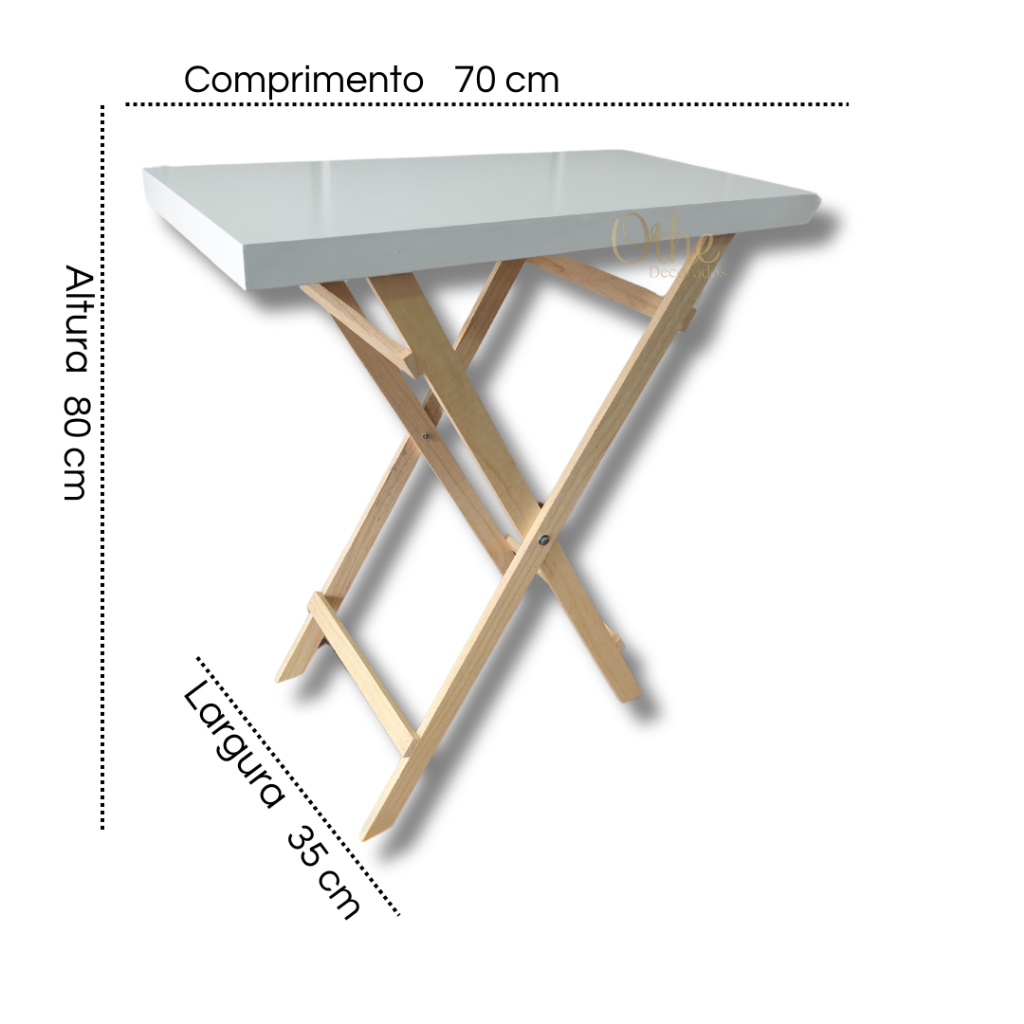 Mesa Cavalete para Mini Festa Pegue e Monte MDF Pinus Pintada Desmontável Decoração
