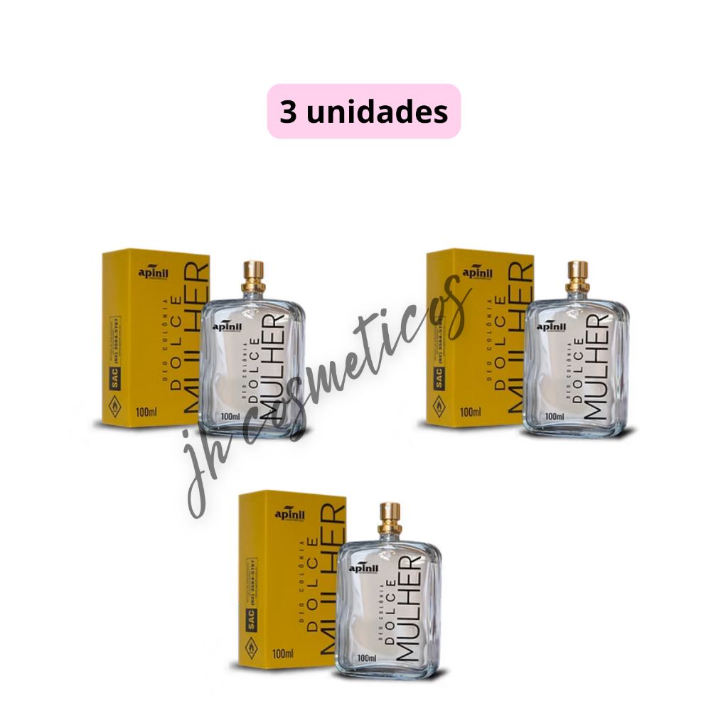 3 UN Deo Colônia Feminina Dolce Mulher 100ml - Apinil