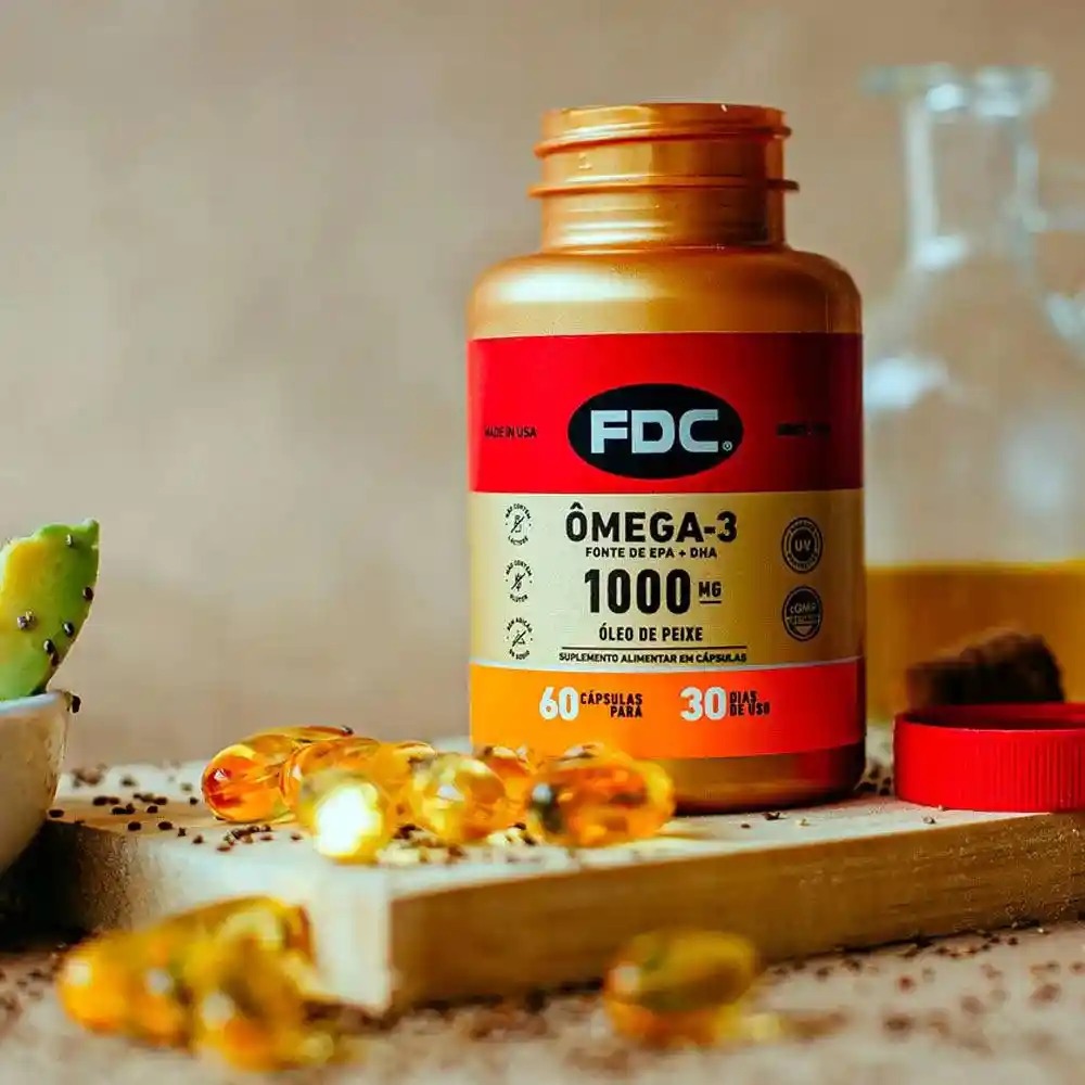 VITAMINA OMEGA 3 FDC 1000mg 60 Cápsulas Omega - 3 Óleo De Peixe Epa 1000mg Fdc