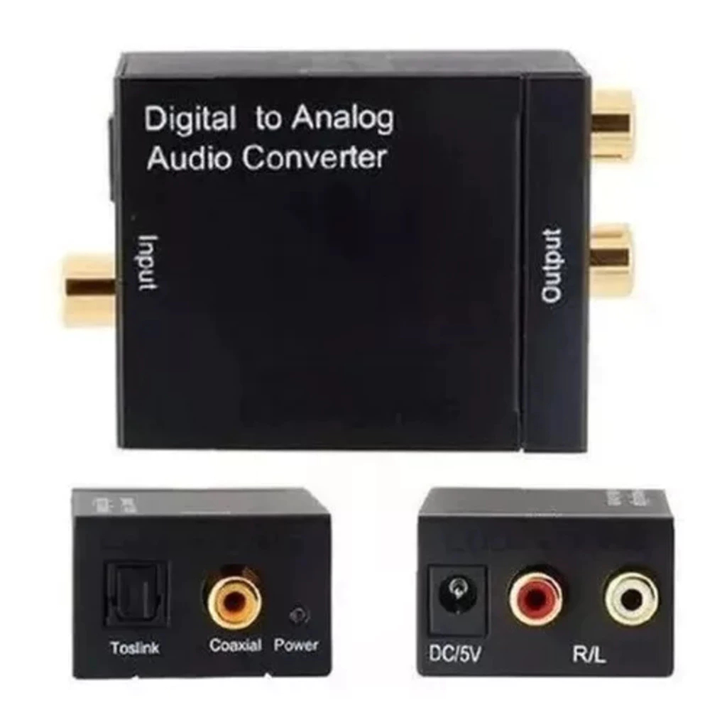Adaptador Conversor de Áudio Digital Óptico em Analógico RCA Stéreo de 2 Vias Para TV Home Theater