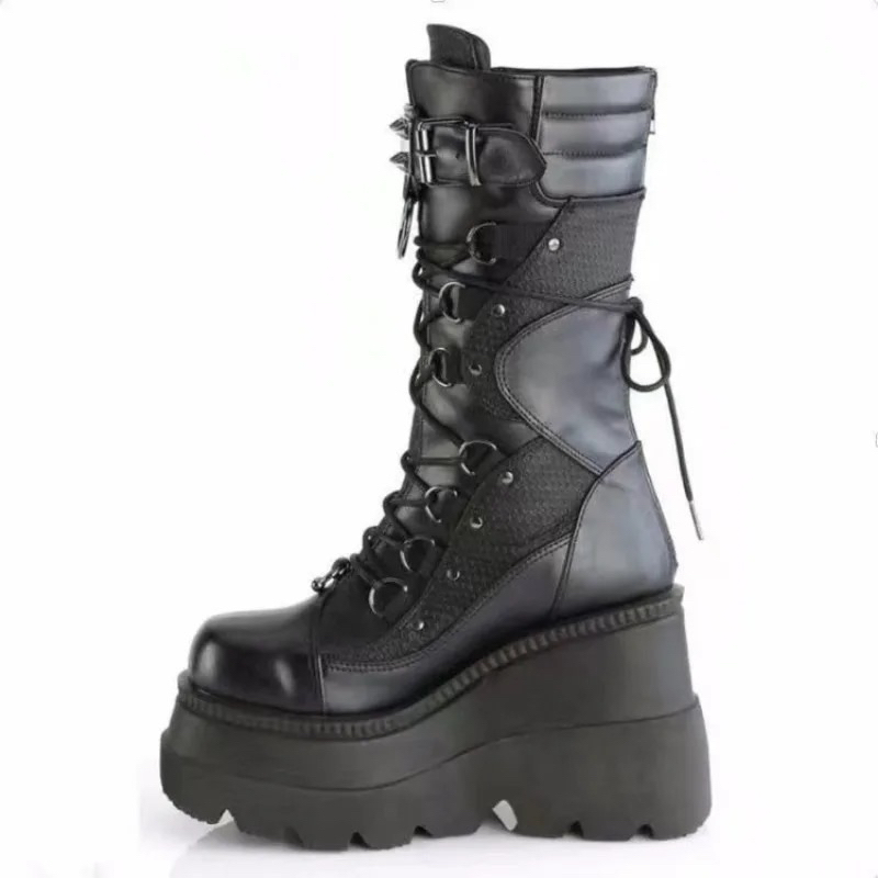 bota demonia punk rock alternativa gotica emo plataforma alta nova