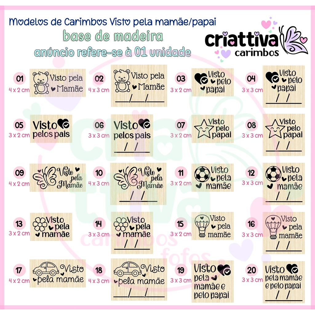 Carimbo Para Agenda Visto Pela Mamãe Visto Pelo Papai - Carimbo Base de Madeira em Oferta na Shopee
