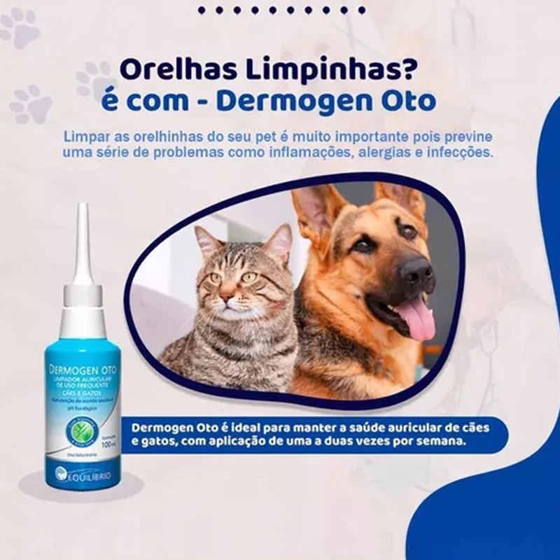Dermogen Oto Soluçao Limpeza Auricular Cães Gatos 100ml — imagem 2 de 2