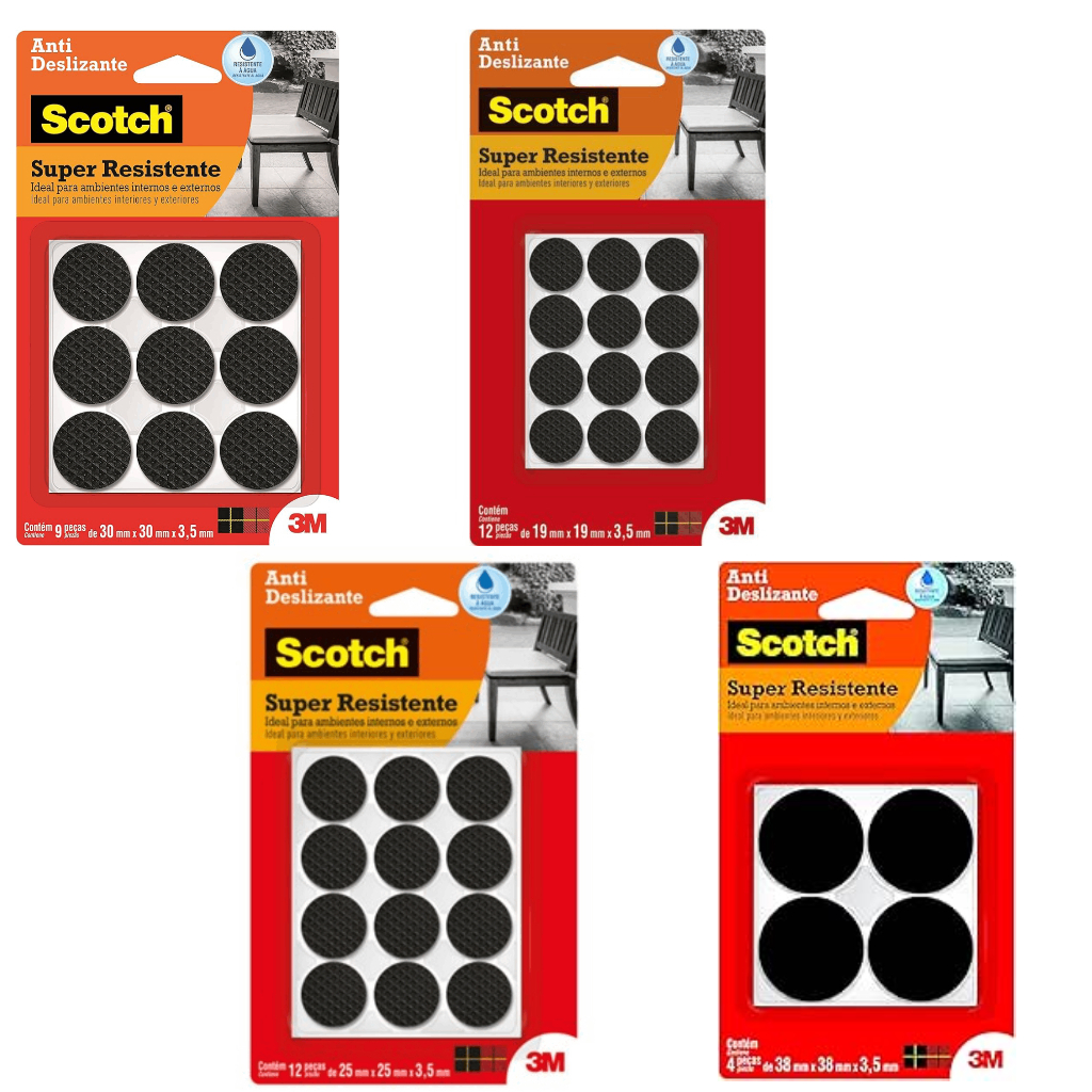 Protetores Anti-deslizante Redondo, Scotch, 3M, Diferentes tamanhos